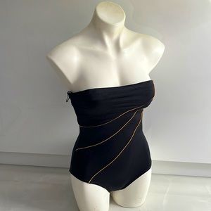 Rose Marie Reid Vintage Black Strapless One Piece Bathing Suit - USA